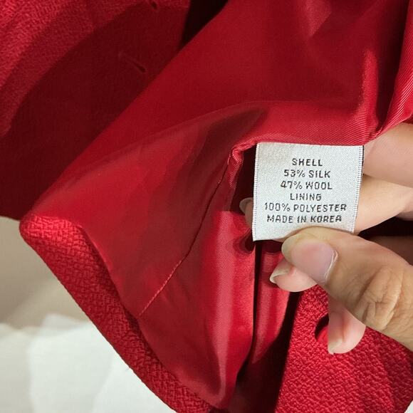 Talbots Red Silk Wool Blend Textured Vintage Blazer Sz 16W - Picture 6 of 13